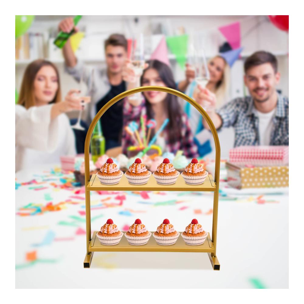 Eleganter 2-Etagen Metall Tortenständer im Vintage Design - Ideal für Hochzeiten Geburtstage & Partys Rechteckiger Kuchenständer