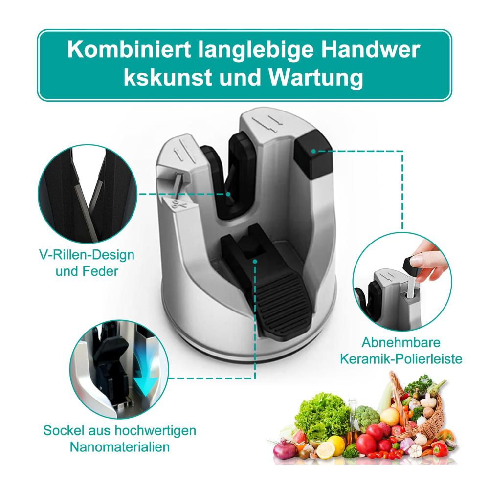 Manuelle Messerschärfer Präziser Multifunktionsschärfer für Gezackte und Geradlinige Messer sowie Scheren. Inklusive Automatischer Winkelumwandlung