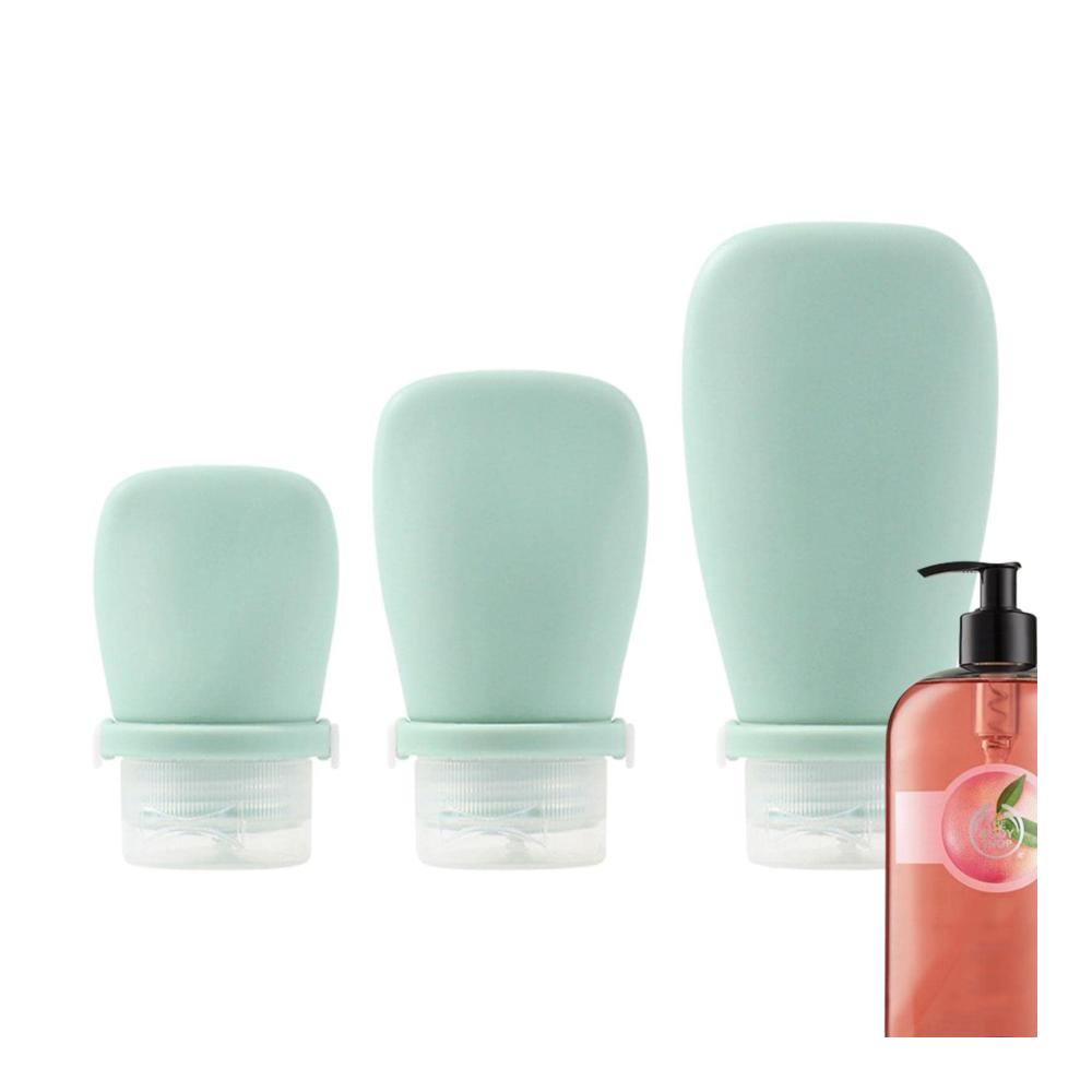 Flaschenkorb & Träger für unterwegs - 3-teiliges Set Silikon-Kulturflaschen mit Weithals-Design - Nachfüllbare Behälter für Shampoo Lotion & Kosmetik - Reisezubehör
