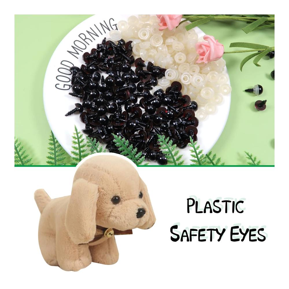 150 Stück hochwertige Augen 10mm Sicherheitsaugen für Puppen Teddys & mehr - Braune Kunststoffaugen mit Unterlegscheiben für DIY Amigurumis & Häkeltiere - Bastelmaterial für kreative Projekte