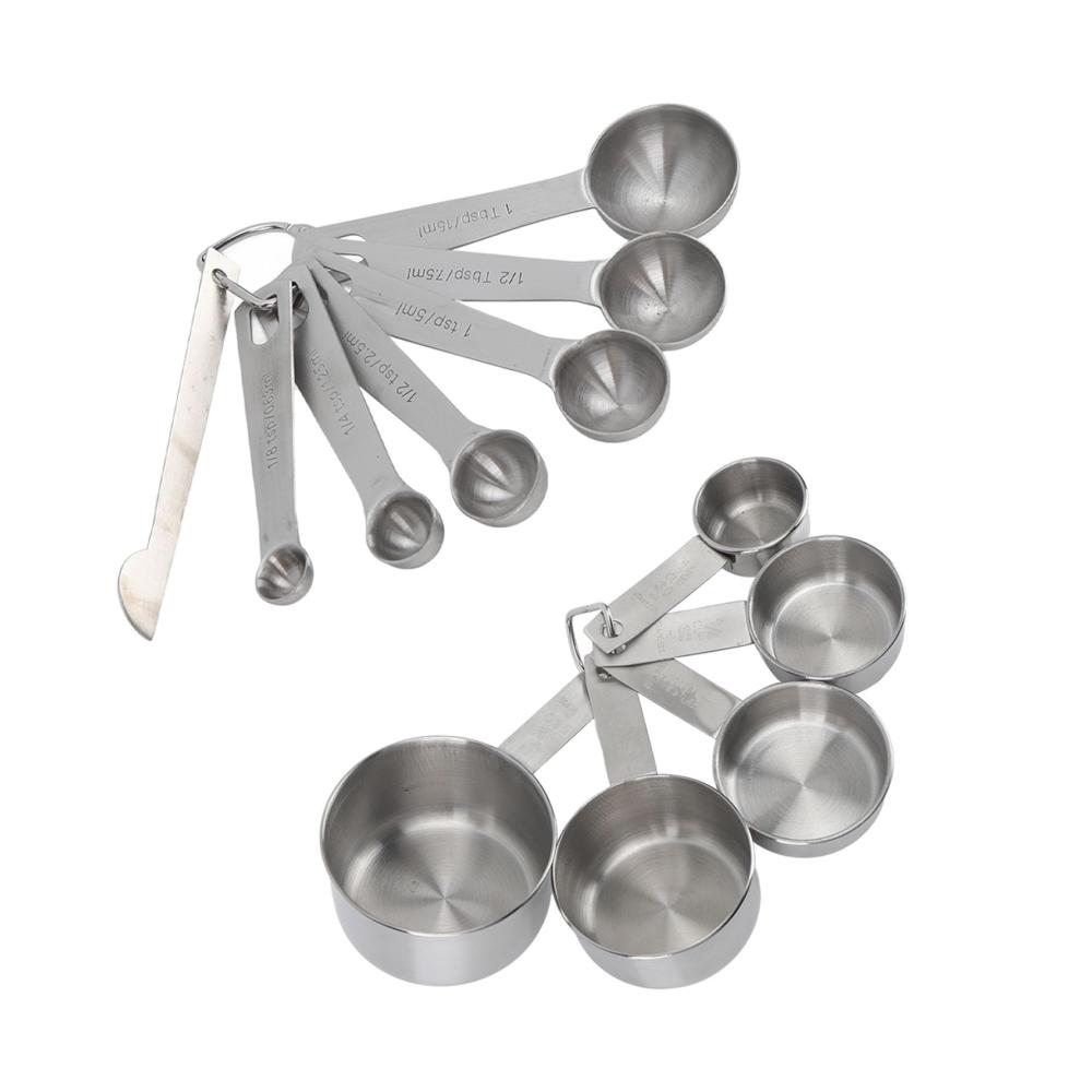 Premium Edelstahl Messlöffelsets – 12-teiliges Kochzubehör für präzises Backen und Kochen. Robuste Messbecher und Löffel für Flüssigkeiten und Feststoffe. Ein Muss für die perfekte Küchenorganisation