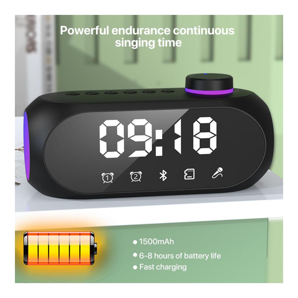 Digitaler LED Wecker mit einstellbarer Anzeige und farbigem Nachtlicht - USB wiederaufladbarer Wecker mit Bluetooth-Lautsprecher FM-Radio und Dual-Alarm - Moderne Uhr für Schlafzimmer und Büro