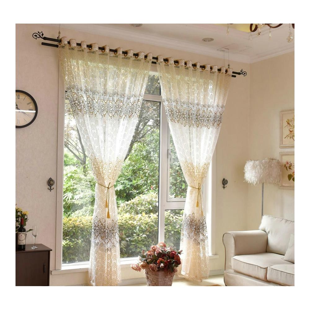 Entdecken Sie moderne Eleganz Schiebevorhänge Braun 160cm mit Blumenmuster. Transparentes Polyester für stilvolle Wohnzimmerfenster. 2er Set 137cm Breite