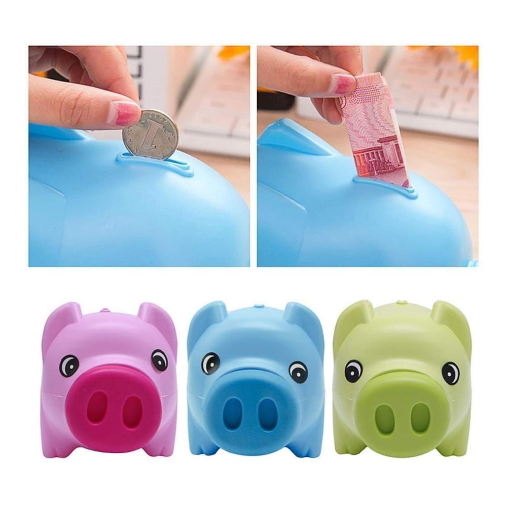 Süßes Kunststoff-Sparschwein für Kinderzimmer-Dekoration – Sammelbare Spardose in Blau/Rosa – Ideales Geschenk für den kleinen Sparfuchs
