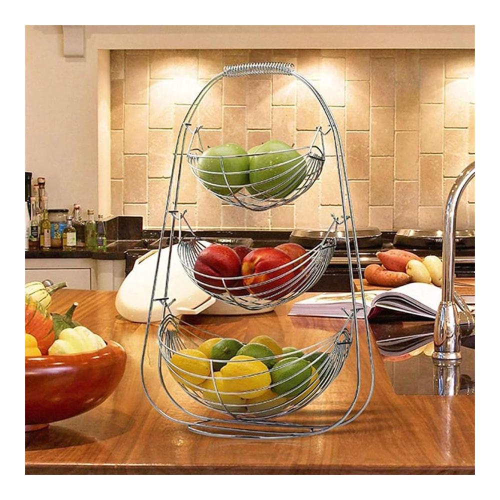 Entdecken Sie die Eleganz Obstkörbe - Stilvolles Küchenarbeitsplatte Obstregal mit Metalldrahtkorb Griffen und mehreren Farboptionen. Perfekter Organizer für Ihre Küchentheken. Aufbewahrungskorb für Zuhause und Präsentationstablett für Obst. Bringen Sie mit Farbe A oder B Frische in Ihre Küche