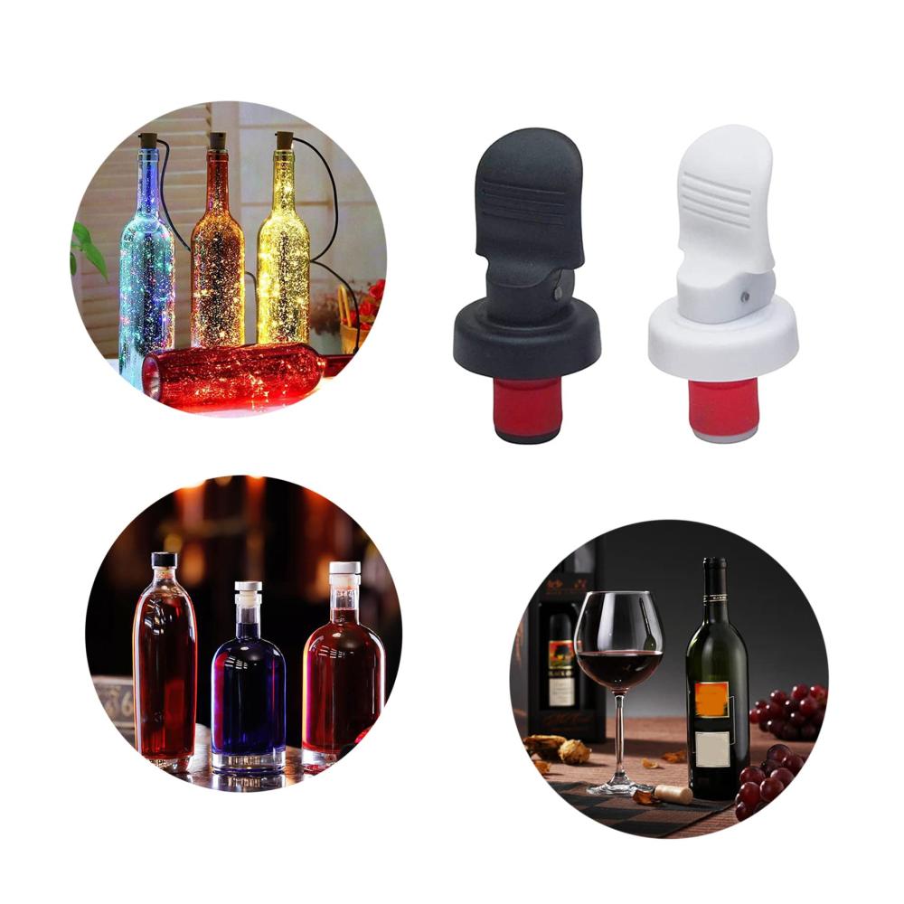 Premium 8er Set Weinverschlüsse & Ausgießer | Auslaufsicherer Vakuumverschluss mit Hebel | Hält Wein frisch | Wiederverwendbare Flaschenverschlüsse für Wein Champagner B