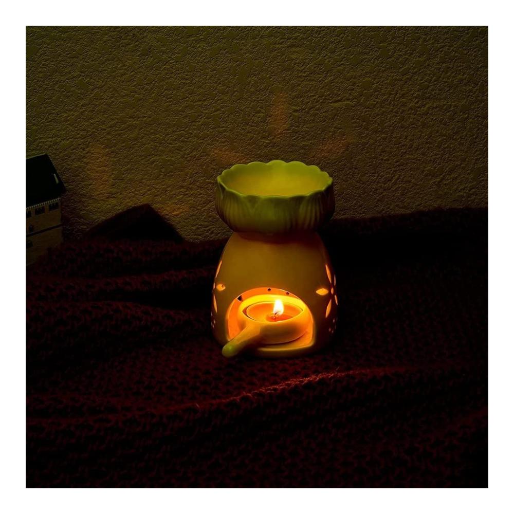 Erleuchten Sie Ihr Zuhause mit Stil! Keramik-Ölbrenner Duftwachs Schmelzwärmer - Eleganter Duftdiffusor & Teelichthalter für Wohnkultur Balkon-Spa Yoga & Meditation - Inkl. Löffel - Ideal zur Einweihung (Farbe M) - Entdecken Sie die Magie der Duftlampen