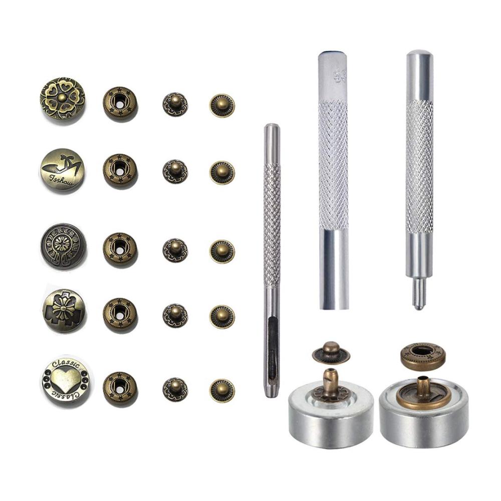Druckknöpfe Set 17mm Metall | Nähfrei Snap Buttons für Kleidung | Hochwertige Druckknöpfe Kit für DIY Näharbeiten | 100er Packung | Perfekt für Männer und Frauen | Robuste Metallfarbe