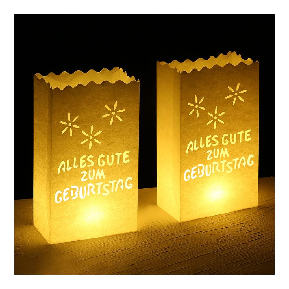 Setzen Sie Ihr Fest in ein zauberhaftes Licht! 10 Papierlaternen Lichttüten - Ideal für Geburtstagsfeiern und Tischdekoration - Weiße Kerzentüten für eine
