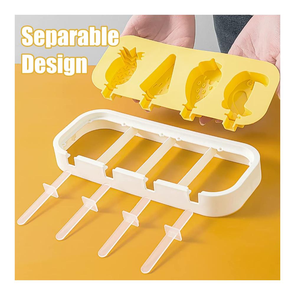 Eisformen Set mit Silikon | 3 Stück Wiederverwendbare DIY Formen für Eis am Stiel | BPA-frei Kinderfreundlich | Verschiedene Obst- und Tierformen | Perfekt zum Selbermachen von Eiscreme