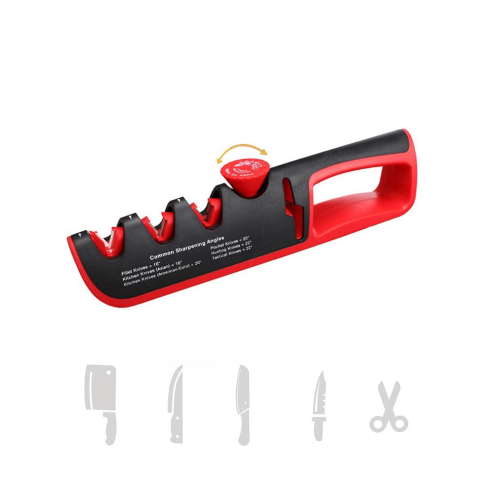 Erhalten Sie Ihre Messer scharf! Profi 4-in-1 Messerschleifer mit Scherenschleifer | Manueller Messerschärfer | 6-Stufen verstellbar | Multifunktionales Design | Ergonomisches Schärfen | Restaurieren und Polieren