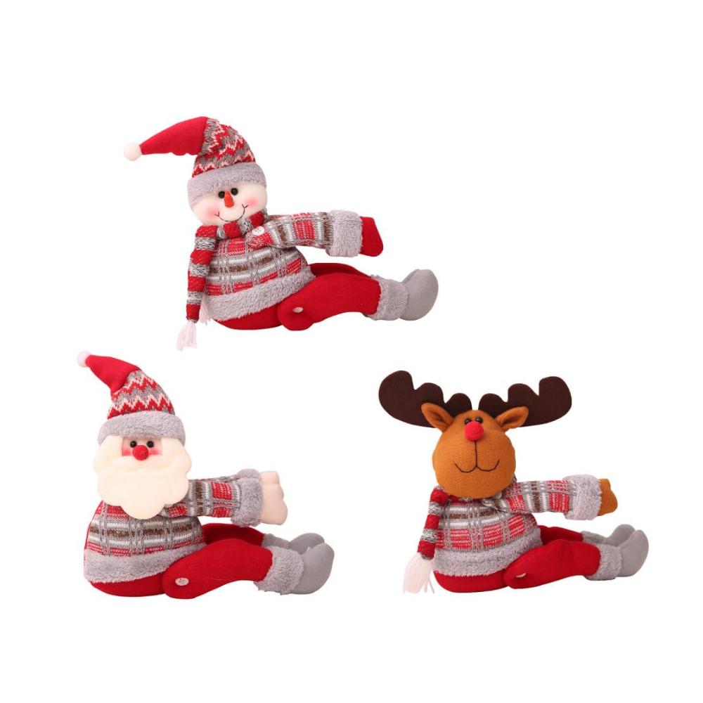 Exklusive 3-teilige Weihnachtsvorhang-Raffhalter Dekorieren Sie mit Stil! Festliche Cartoon-Motive - Weihnachtsmann Schneemann Elch. Hochwertiges Design für Möbel- und Vorhangdekoration