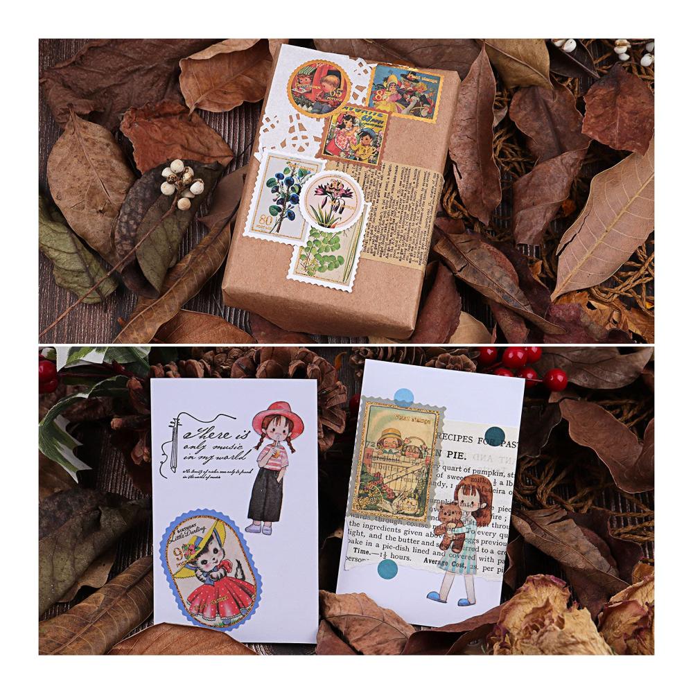 Entzückende Vintage Scrapbooking Aufkleber 240 Stück Stempel Goldfolie Papier Sticker für kreative DIY Projekte - Dekorative Ästhetik Blumen Tiere & mehr - Perfekt für Erwachsene und Kinder