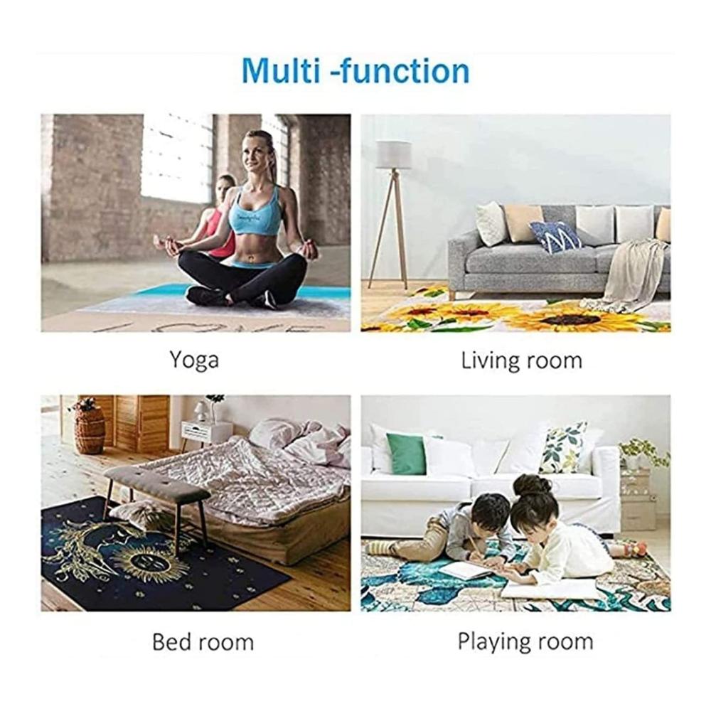 Bunter Karo Design Kurzflor Teppich Läufer 200x250cm für Flur & Wohnzimmer – Rutschfest mit Blumen- und Vogelmotiven - Frischer Look für Ihr Zuhause