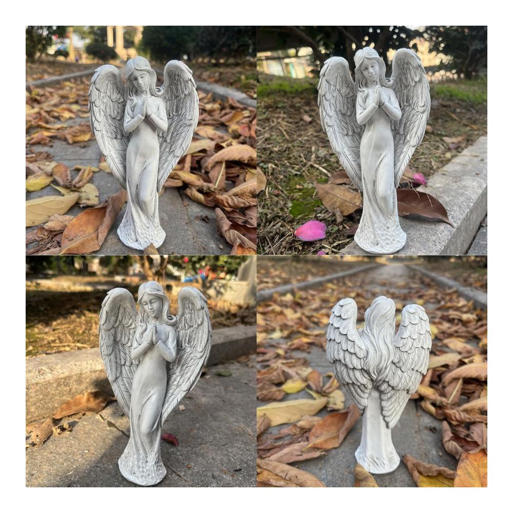 Engelsflügel Figurenstatue | Dekorative Gartenstatue für innen und außen - Göttliches Geschenk für Zuhause Wohnzimmer Garten und mehr! Ideal für Engel-Liebhaber und spirituelle Atmosphäre