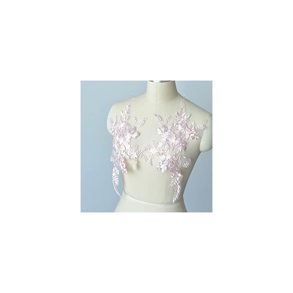 Entzückende Hochzeitskleid Verzierungen HONGYO 1 Paar Bestickte Spitze Stoffblumen-Patches - DIY Spitzenapplikationen in Grün Schwarz & Weiß