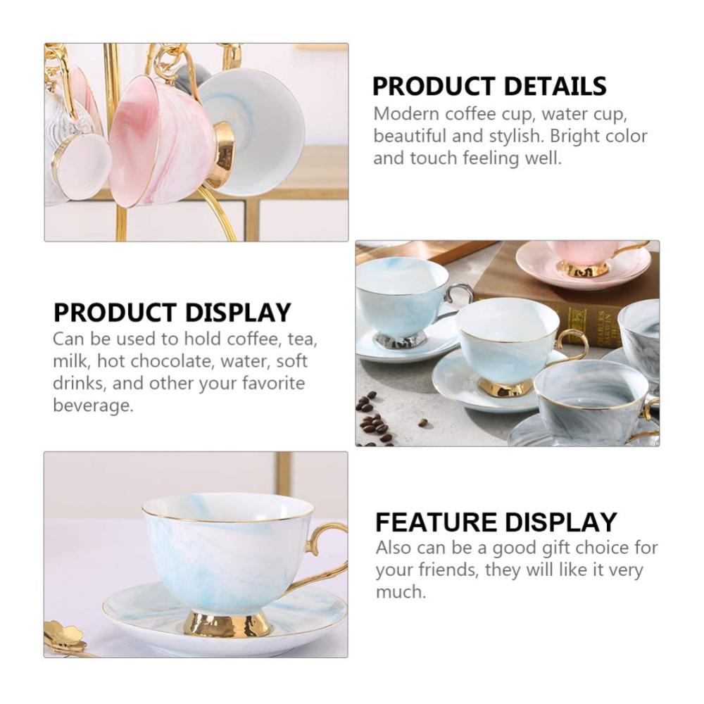 Exquisites Kaffeetassen- & Untertassenset 250 ml edler rosegoldener Rand stilvoller Marmor-Look aus hochwertiger Keramik für perfekten Genuss von Kaffee Tee Latte Mokka und mehr! Ideal für zu Hause oder