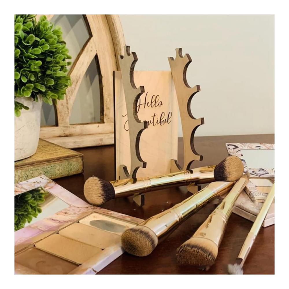 Organisieren Sie Ihre Make-up-Pinsel mit Stil! Vintage Holzregal für 2 Stück Desktop-Ständer & Display für Make-up-Zubehör - Ein Muss für Ihren Schminktisch