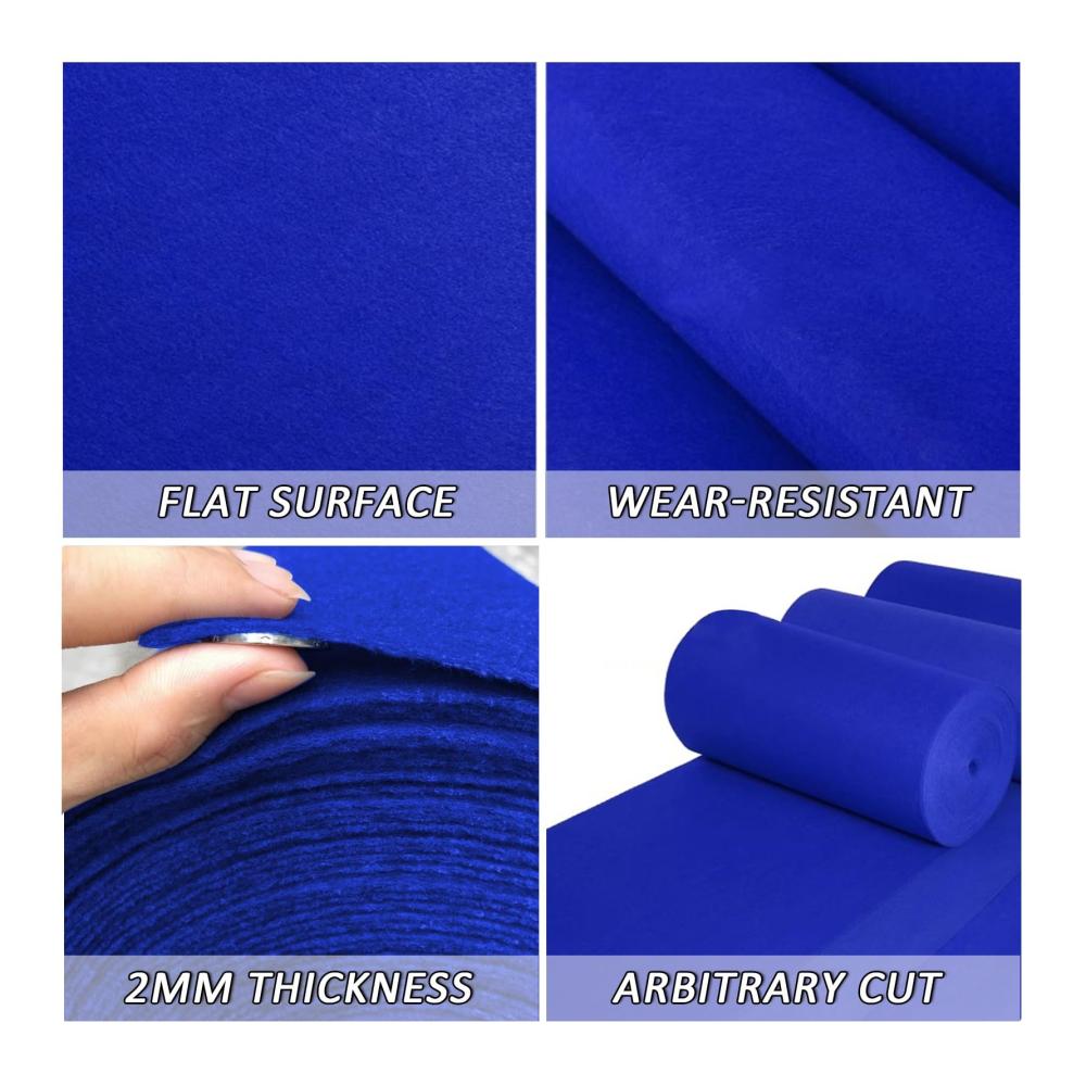 Exklusiver Gangläufer Teppich 2mm Polyester Laufteppiche Rutschfeste Blaue Hochzeitslaufwege für Kirchenzeremonien Indoor/Outdoor Dekoration | 15 * 50m