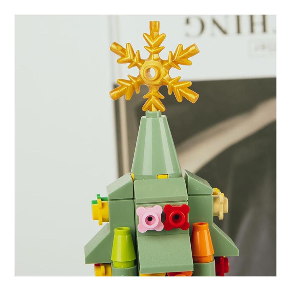 360pcs Bausteine Weihnachtsbaum Spieluhr DIY Modell mit LED Licht - Rotierende Weihnachtsdekoration für Kinder - Bastelset für kreative Weihn