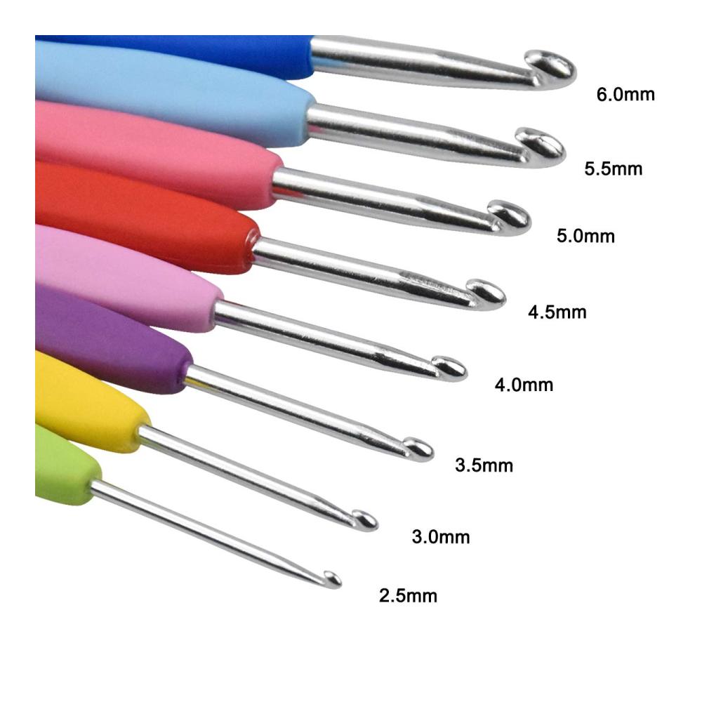 Bunte Häkelnadeln Set - 16-teiliges Stricknadel-Kit mit ergonomischem Design und Zubehör in praktischer Plastikbox - Perfektes Geschenk für Häkelfans und Näherinnen