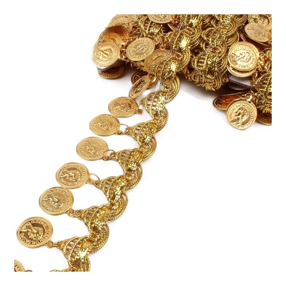 Strahlendes Glitzerband mit Quasten - 45 Yards Paillettenbänder in Gold - Perfekt für Bauchtanzkostüme Nähen und Handwerk - Schimmernde Paillettenborte für glamouröse Projekte