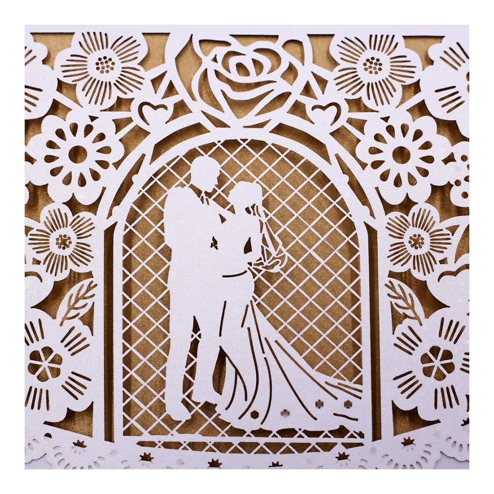 Elegante Einladungskarten für Hochzeit & Feier - 10 Stück Laser Geschnitten mit Bedruckbarem Papier & Umschlägen - Perfekt für Hochzeit Brautdusche & Mehr - Inkl. Hochzeitsparty