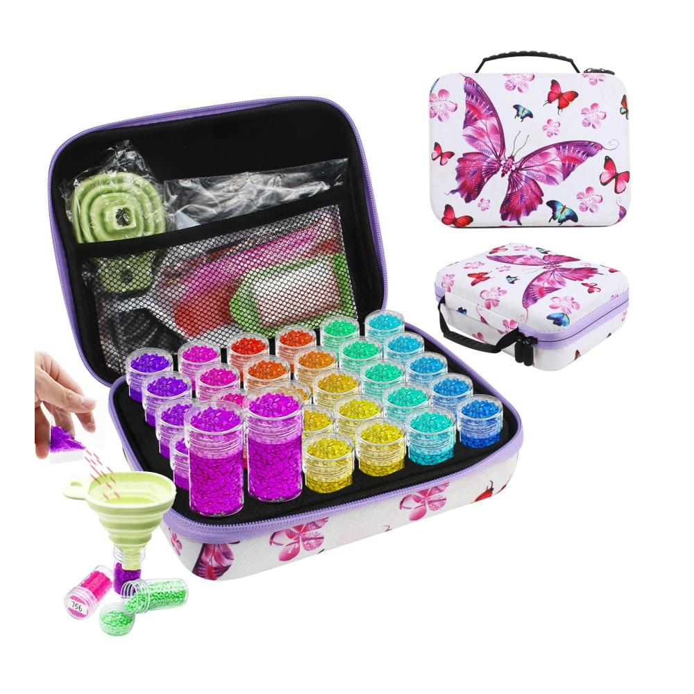 Diamantmalerei Zubehör Organizer Box Set - 30 Teile inkl. Koffer für 5D Diamantmalerei - Aufbewahrungsbox für Strass Perlen Nägel - DIY Werkzeuge & Zubehör für Künstler und Handwerker