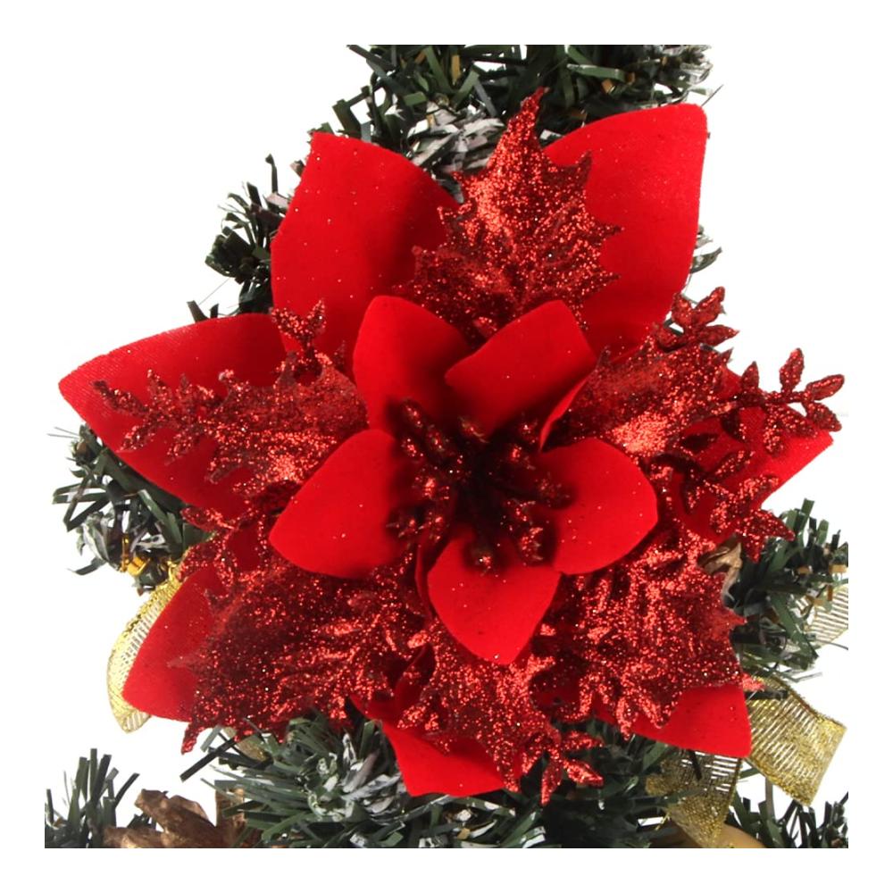 Blütenpracht im Glanz Weihnachtsblumen Set mit 15 Stück 14 * 14CM in Gold Silber & Rot - Perfekte künstliche Blumen für Weihnachten Hochzeiten Garten & Partydekorationen