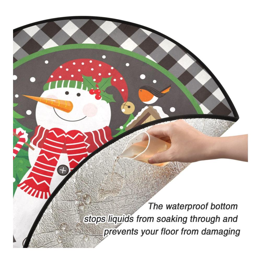 ALAZA Weihnachtsbaumständerhüllen Wasserdichte Baummatte mit Schneemann und Tartan-Design – Runde Teppich-Abdeckung für Bodenschutz und festliche