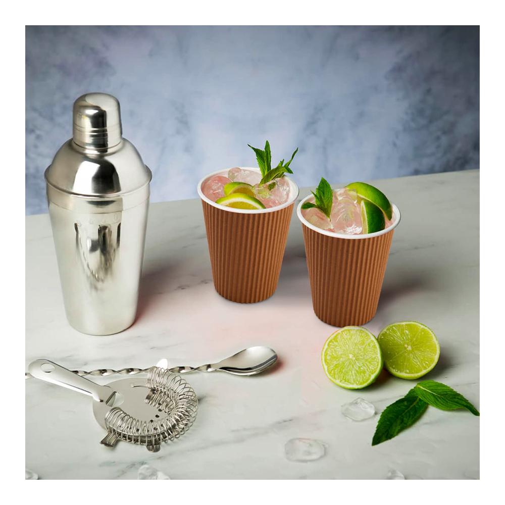 50 Stück 340ml Pappbecher | Recycelbare Kaffeetassen mit isolierter Kraftpapier-Wand | Einweg-Kaffeetassen für heiße & kalte Getränke | Nachhaltig braun