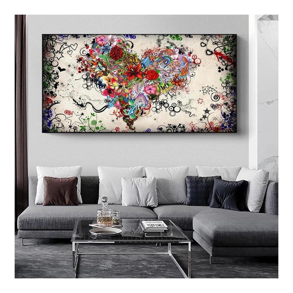 Bunte Lackierungen Moderne Kunstwerke für Wohnzimmerdekoration | Abstrakte Leinwanddrucke und Gemälde in 90 x 180 cm