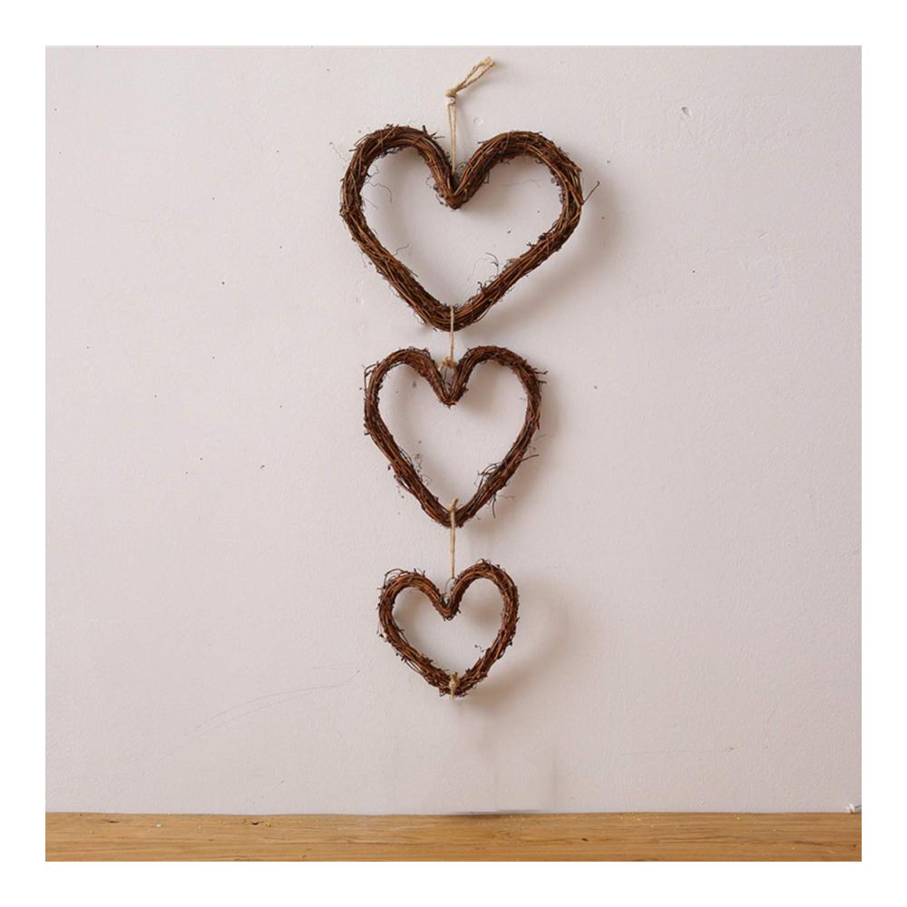 Exklusiver Rattan-Kranz-Set Herzförmig Naturholz Hängend & Tischdeko - Dekorative Girlanden für Tür Fenster Wand & Baum - Handgefertigte Advents- und Deko-Kränze in 4 6 8 10 Zoll
