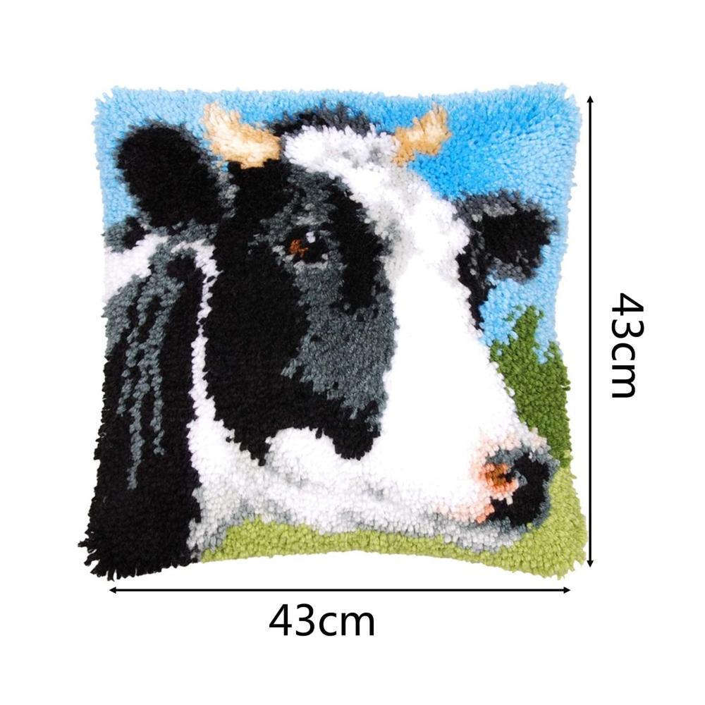 Entdecken Sie kreative Freude mit unseren hochwertigen Knüpf-Sets – VIONNPPT Karikatur Tier Knüpfkissen für Kinder & Erwachsene. Verschönern Sie Ihr Zuhause mit DIY Deko Kissenbezug und Knüpfteppich. Spaß und Entspannung in einem Kit DIY Kissen Latch Hook Kit 43cmX43cm (Kühe
