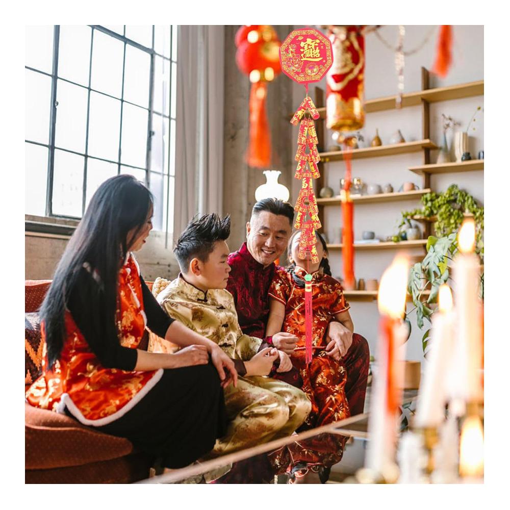Chinesische Neujahr Dekoration - 100 cm - Traditionelle Rote Orientalische Glücksanhänger-Ornamente - Quasten und Chinesische Knoten für Glück und Wohlstand