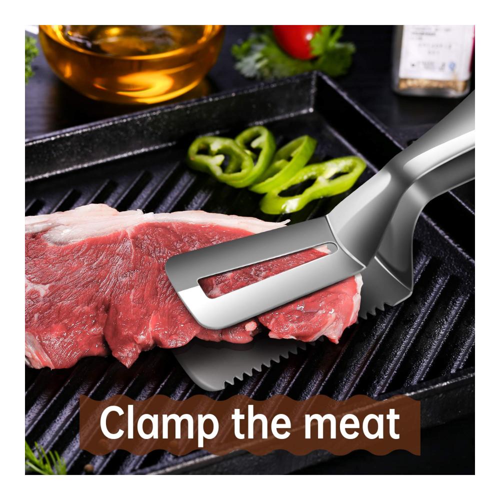 Hochwertige Zangen Set 509H Steak-Clip Acryl | Professionelle Grillzangen für Grill & Küche | Ergonomisches Design | Rostfreier Edelstahl | Leicht zu reinigen | Inklusive praktischer Aufbewahrungstasche