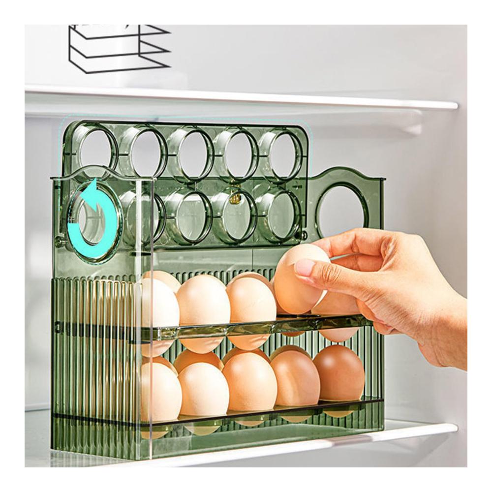 Platzsparender Eierkorb für Kühlschrank | 3-stufiges Eierhalterregal für 30 Eier | Vielseitiger Eieraufbewahrungsbehälter | Kühl und praktisch | Premium Küchenorganisation