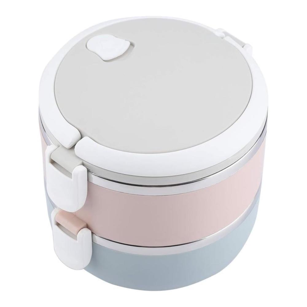 Genießen Sie unterwegs frische Mahlzeiten Edelstahl-Thermobehälter - Tragbare Bento-Boxen mit Griffen auslaufsicher und umweltfreundlich - 2100 ml Kapazität - Drei Schichten