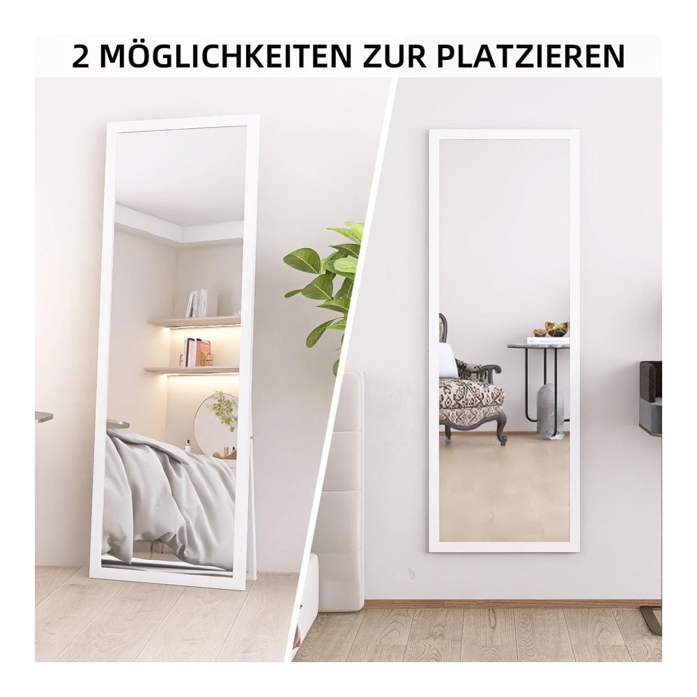 Modernes Design Großer Standspiegel mit Holzrahmen - Perfekt für Wohnzimmer oder Ankleidezimmer - Hochauflösendes Bild - Inklusive Haken - 140x50cm
