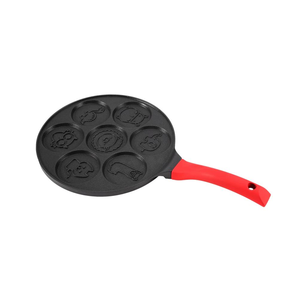 Crepe-Pfannen Pfannkuchenhersteller Antihaft-Mini-Crepe-Maker Pfanne mit 7 Formen inkl. Silikon für perfekte Pfannkuchen! Schwarzes Tier-Design. Entdecken Sie die Leichtigkeit des Crepe-Machens
