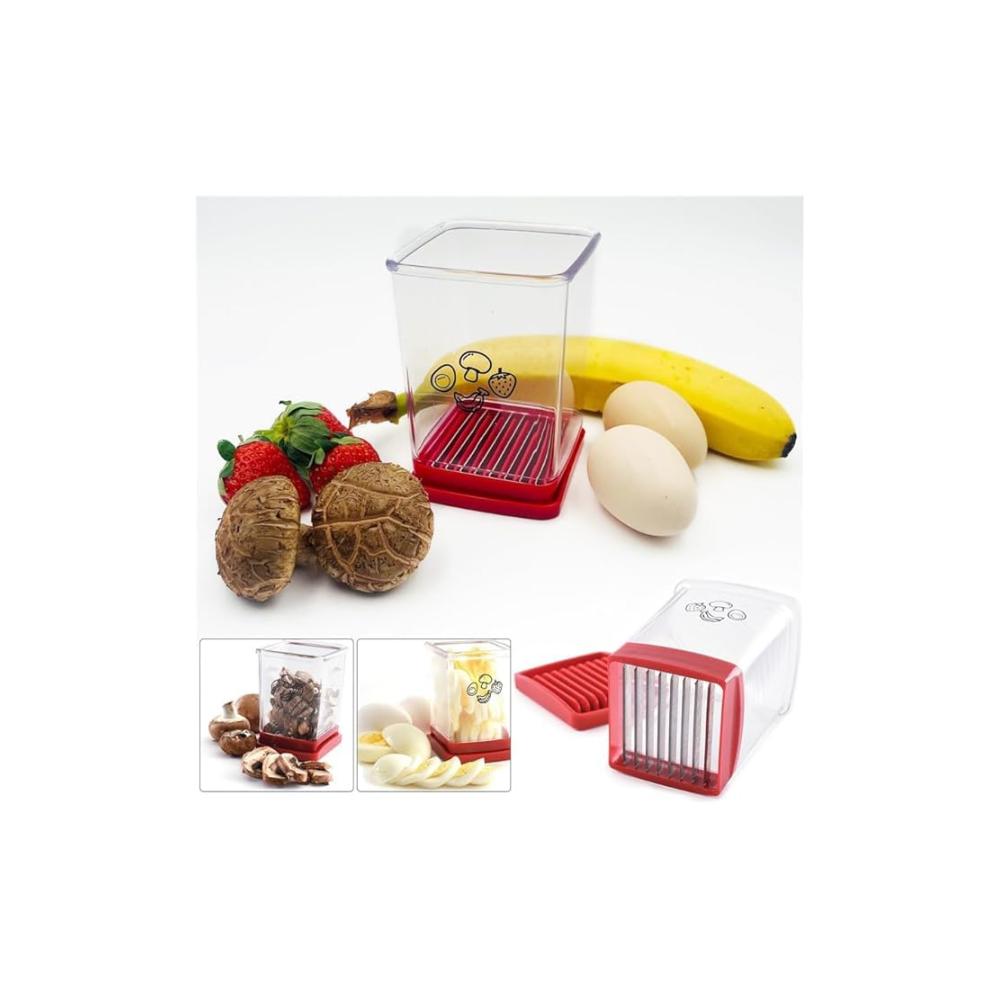 Obstschneider Schnell sicher und vielseitig | Cup Slicer Eierschneider | Obstschneider für Obst & Gemüse | Druckplatte & Schutzkappe inklusive | Robustes Design | Einfach zu reinigen | Inkl. Aufbewahrung