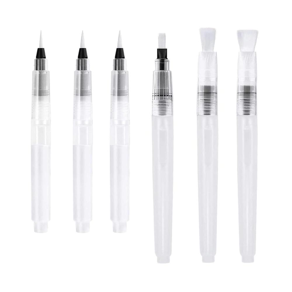 Professionelles Aquarellpinsel-Set - 6-teilig mit Wassertankpinsel Tinten-Nachfülloption - Ideal für Schattenmalerei und Kalligraphie-Kunstbedarf - Hochwertige Pinsel-Sets