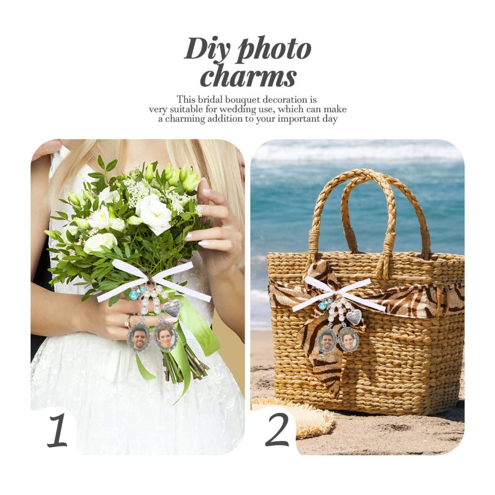 10 Stück Hochzeitsstrauß Brautanhänger Lünette Tabletts - Glanzvolle Schmuckanhänger für Brautsträuße - Veredeln Sie Ihre Hochzeit mit eleganten Brautschmuck-Anhängern! (Farbe Stil 2x5 Stück Größe 8.5X6X0.7CMx5 Stück