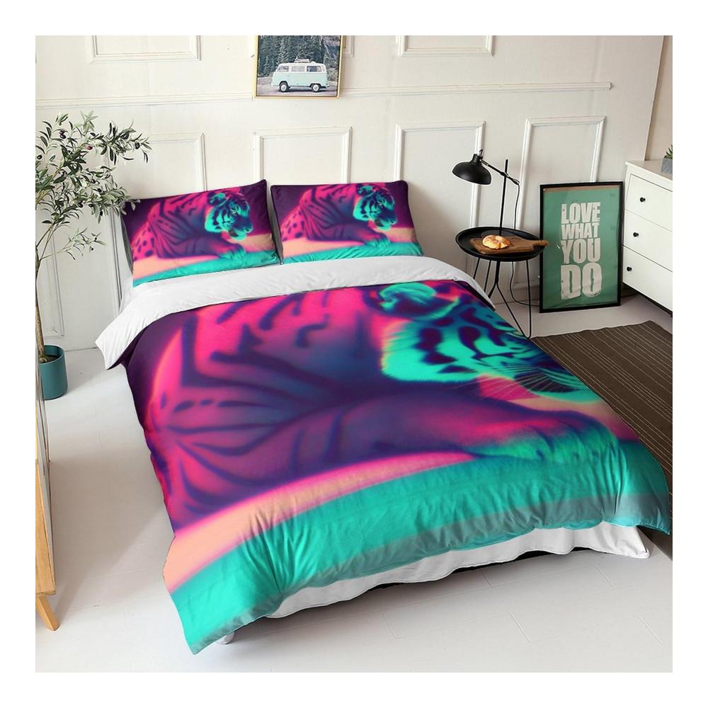 Luxuriöses 3-teiliges Bettwäsche-Set - Weicher 3D-Druck mit Reißverschluss - Atmungsaktiv & Hübsch - Perfekt für Jungen und Mädchen - Größe King (220x240cm) - Pink Light - Einzigartige Zimmerdekoration