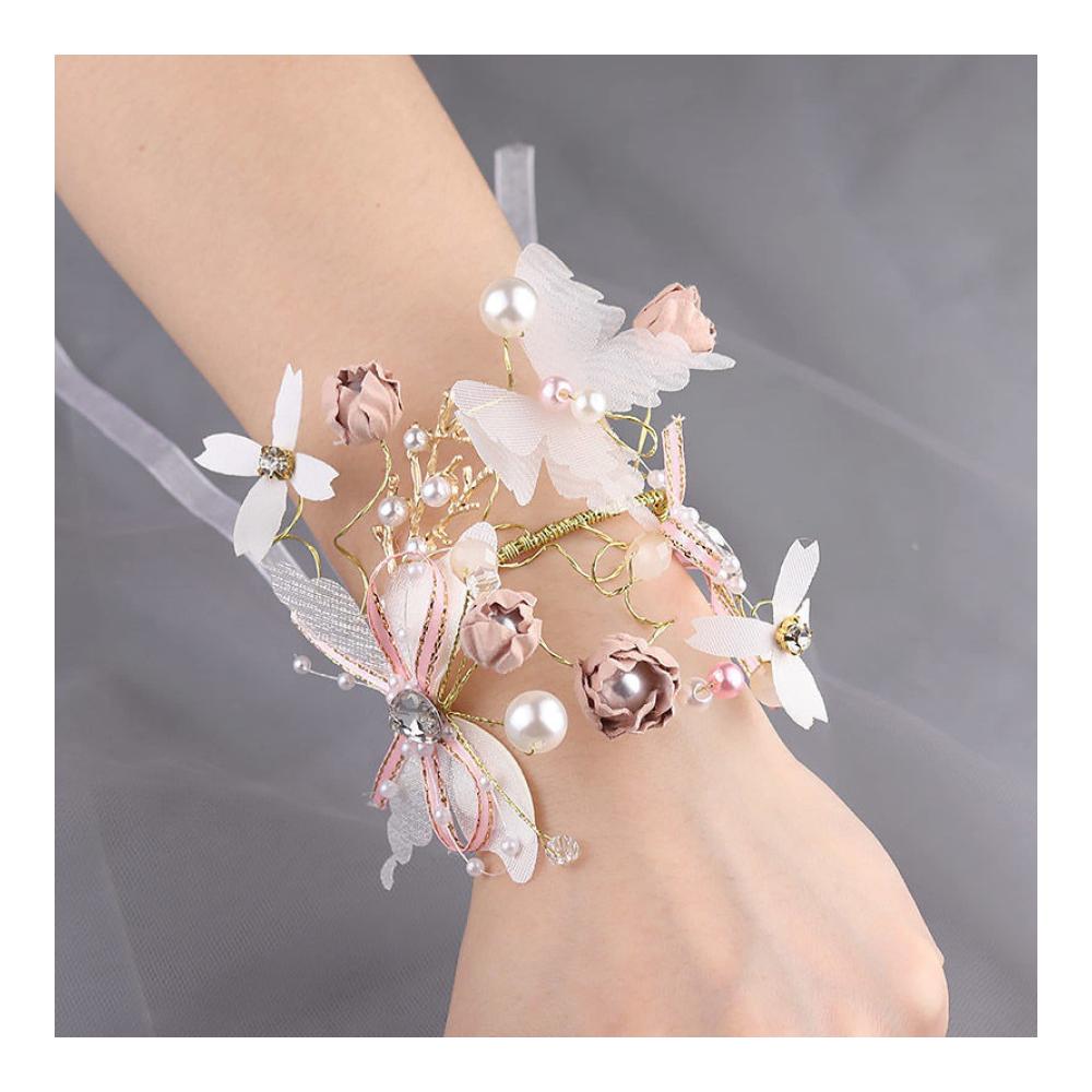Brautaccessoires Elegantes Handgelenk Blumenarmband für Braut Brautjungfern und Blumenmädchen - Romantische Hochzeitsblumen in verschiedenen Farben - Einzigartiges Blumenarrangement für
