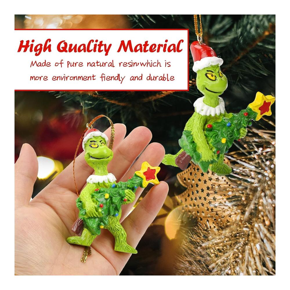 Bringen Sie die Feiertagsstimmung mit Grinch Weihnachtsdekorationen Anhänger - Frohe Weihnachten in Ihr Zuhause! Grüner Kunstharz-Anhänger für Urlaubsatmosphäre & Partys