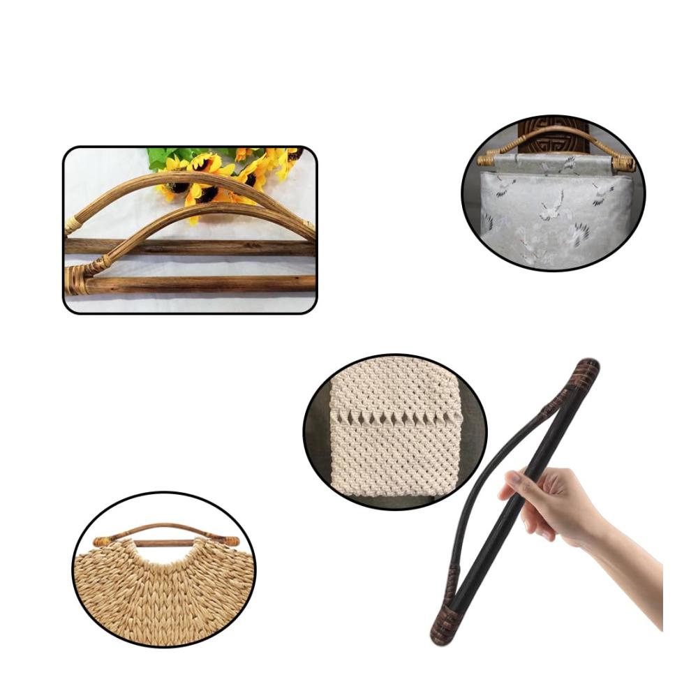 2er Set Taschengriffe aus Bambus | Holzgriffe für Taschenherstellung | Rattan gewebte Griffe für DIY Handtaschen | Dekorative Holzgriffe als Taschenzubehör | Robuste Taschengriffe für individuelle Kreationen