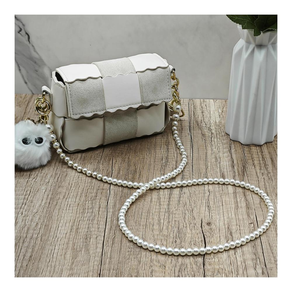 Handgefertigte Eleganz HAOBIN Taschengriffe & Kettenriemen Set mit Perlen für stilvolle DIY-Taschenherstellung. Exquisite Perlenketten ersetzen oder dekorieren Brieftaschen und Handtaschen. 100 cm lang