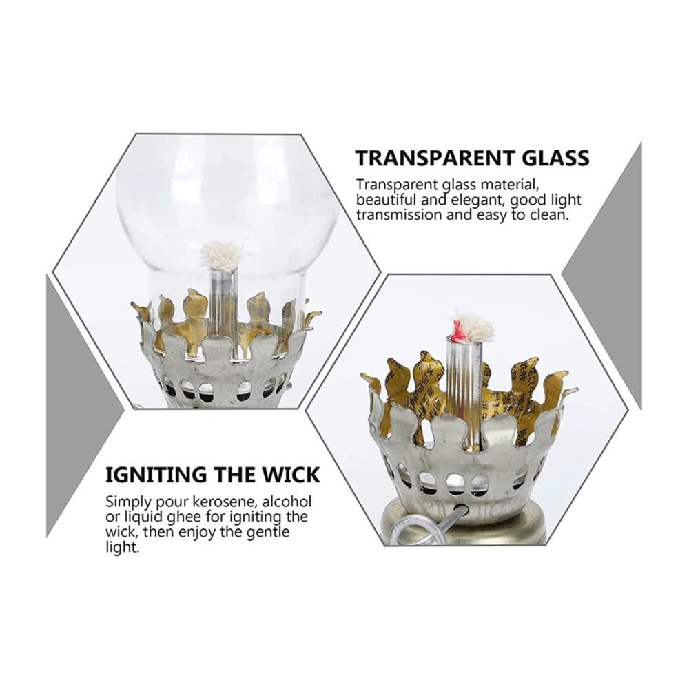 Entdecken Sie die zeitlose Eleganz Klassische Öllampen aus Glas mit Griff für drinnen und draußen. Ideal für Camping Tischdekoration und Hurricane-Licht. Klares Öl für langanhaltende H