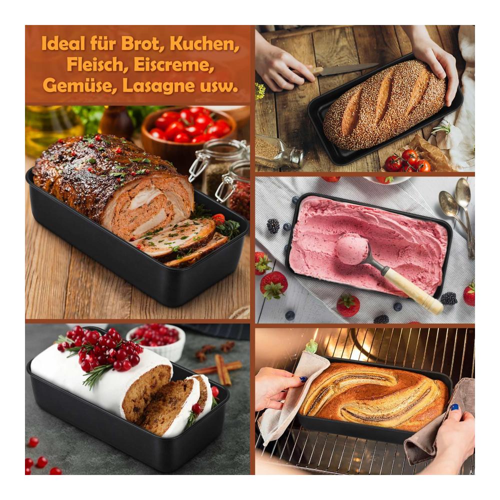 Premium Antihaft Backform für perfekte Brotlaibe Kuchen & Toast - Robustes Design für müheloses Backen - Inklusive Rezeptbuch für köstliche Variationen - Backspaß gar